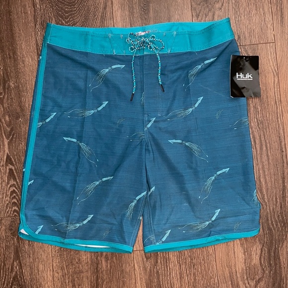 Huk Swim New Huk Classic Squid Repeat Board Shorts Swim Trunks Size